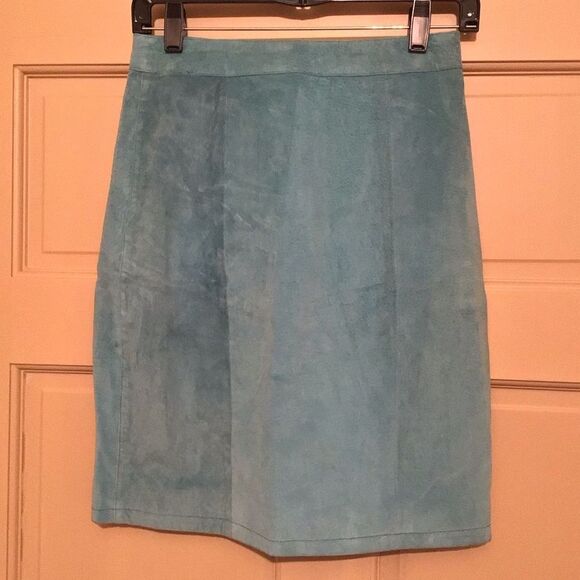 Vintage Global Identity G-III Teal Leather Skirt - Picture 2 of 8